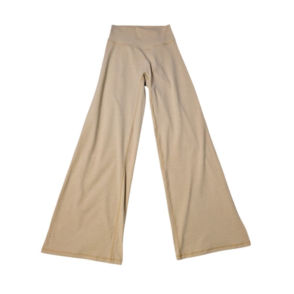 Vitality Wide Leg Yoga Pants Beige High Rise Flare Lounge M